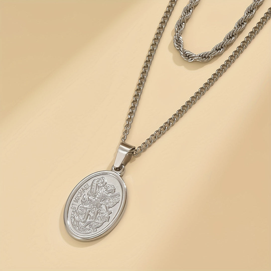Seraphine | Collar de Cadena de Giro Ovalado de Acero Inoxidable para Hombre, Accesorio de Moda Casual Diario