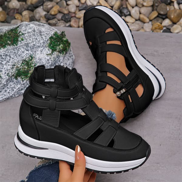 Falira | Cómodas sandalias ligeras con cuña y cremallera lateral