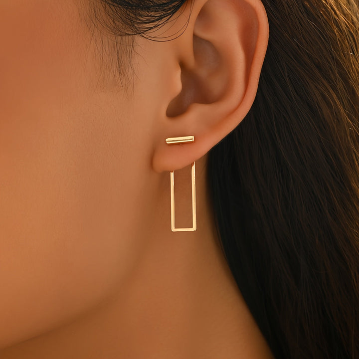 Quinleyra | Aretes Geométricos Largos con Acabado Metálico Elegante