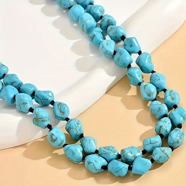 Saria | Collar Bohemio de Doble Capa con Turquesa y Piedras Naturales
