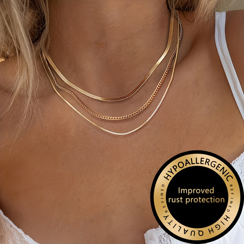 Winsley | Collar Elegante de Tres Capas con Acabado Dorado