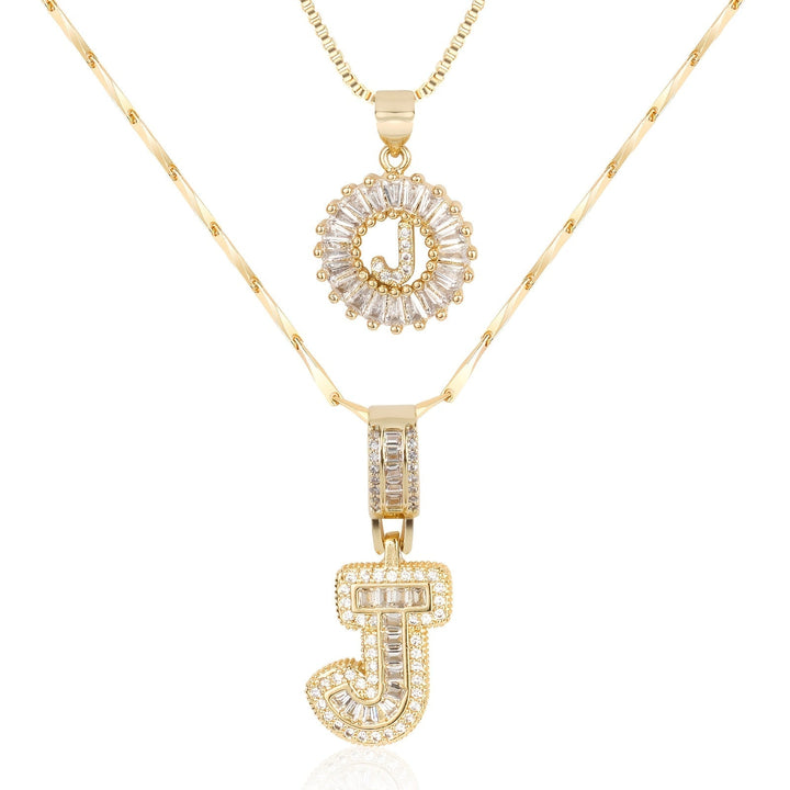 Primrose | Collares Iniciales de Letra con Diamantes (2 piezas)