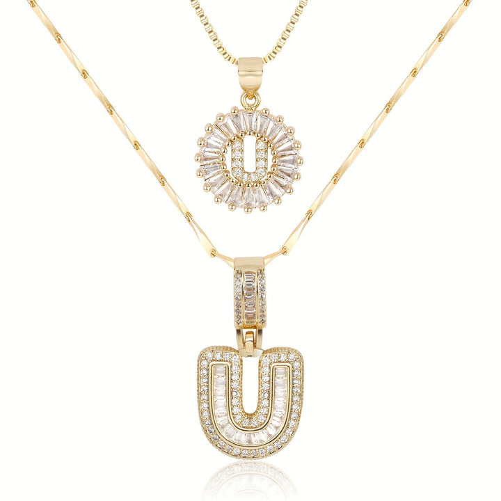 Primrose | Collares Iniciales de Letra con Diamantes (2 piezas)