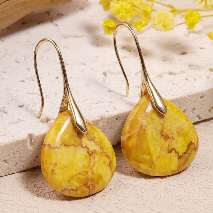 Mirea | Aretes de Piedra Natural en Forma de Gota con Estilo Elegante