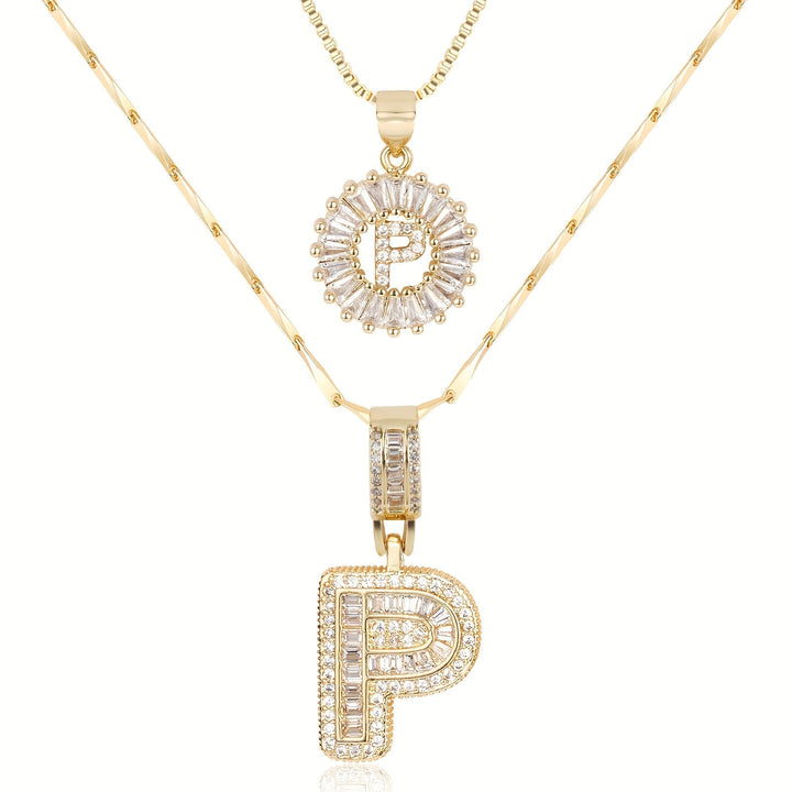 Primrose | Collares Iniciales de Letra con Diamantes (2 piezas)