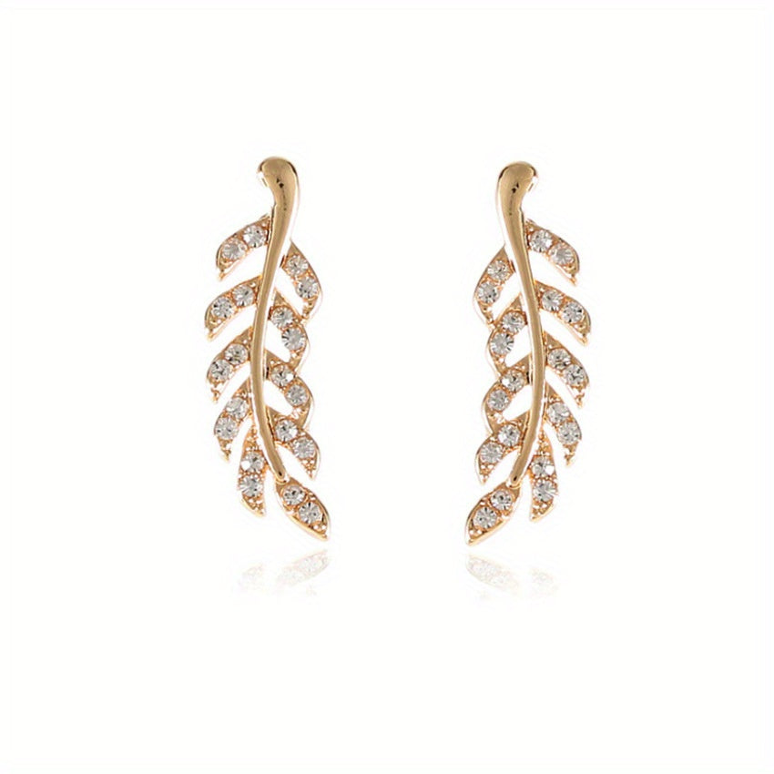 Hensleyra | Aretes Elegantes de Hoja con Diseño Hueco y Acabado Dorado