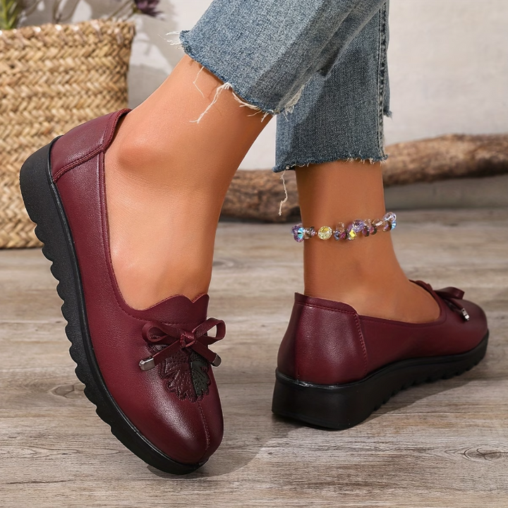 Aimee | Mocasines Cómodos con Detalle de Flor y Moño