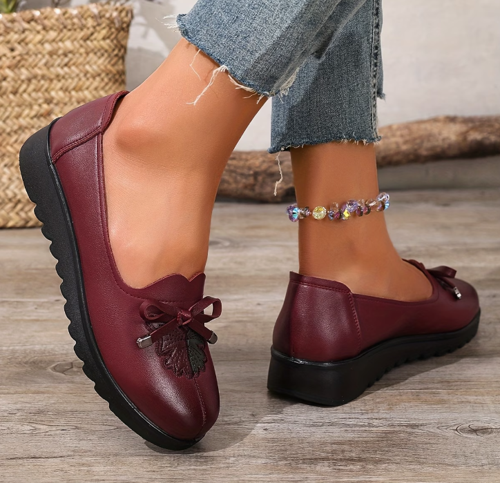 Aimee | Mocasines Cómodos con Detalle de Flor y Moño