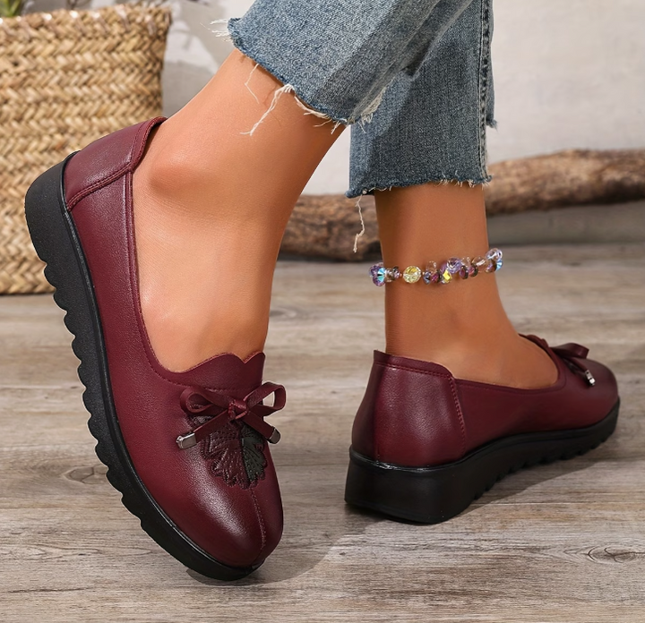 Aimee | Mocasines Cómodos con Detalle de Flor y Moño