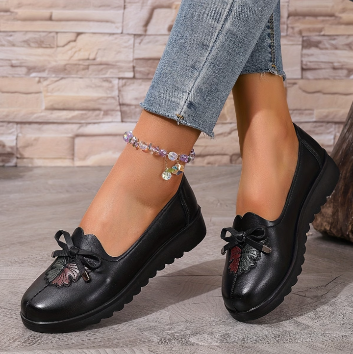 Aimee | Mocasines Cómodos con Detalle de Flor y Moño