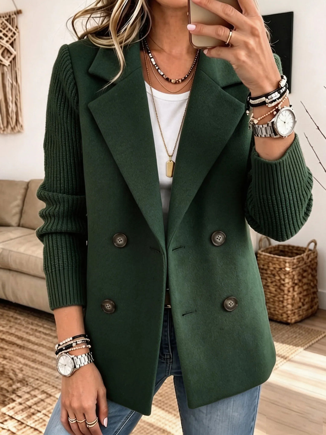Nicole | Blazer Elegante con Mangas de Punto y Diseño Clásico