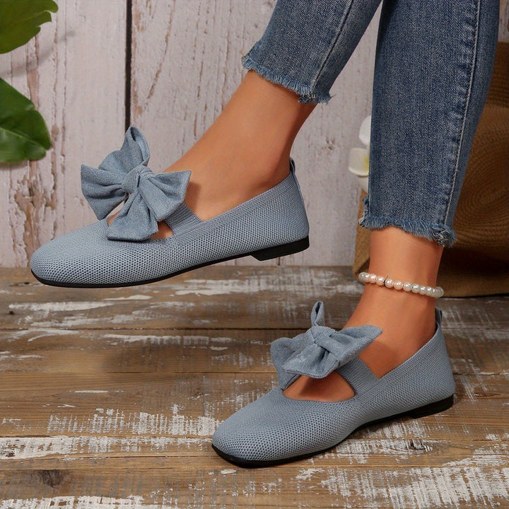 Neria | Zapatos Planos Transpirables para Mujer con Moño Decorativo