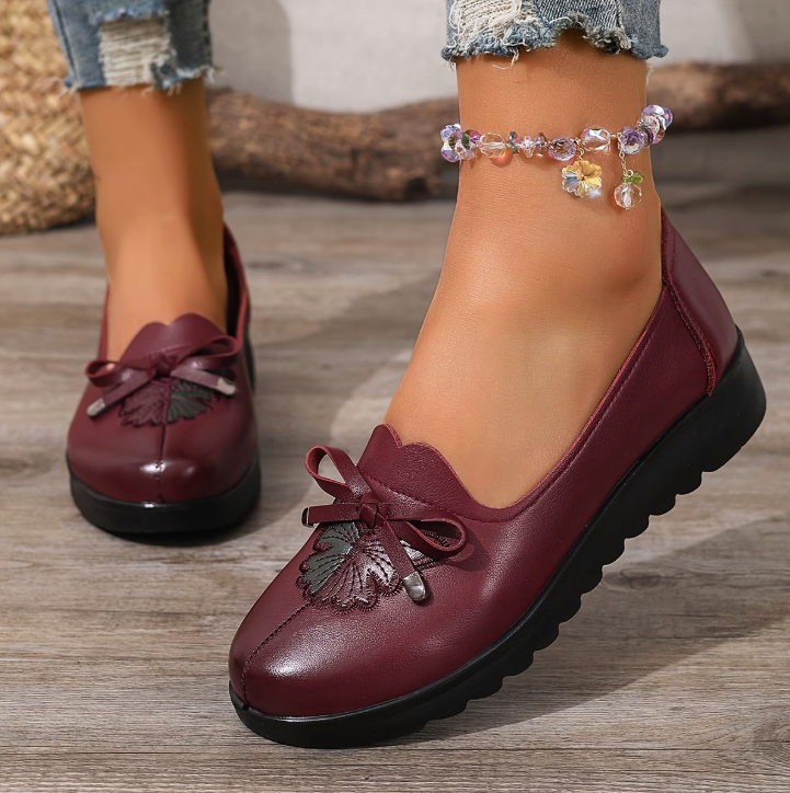 Aimee | Mocasines Cómodos con Detalle de Flor y Moño