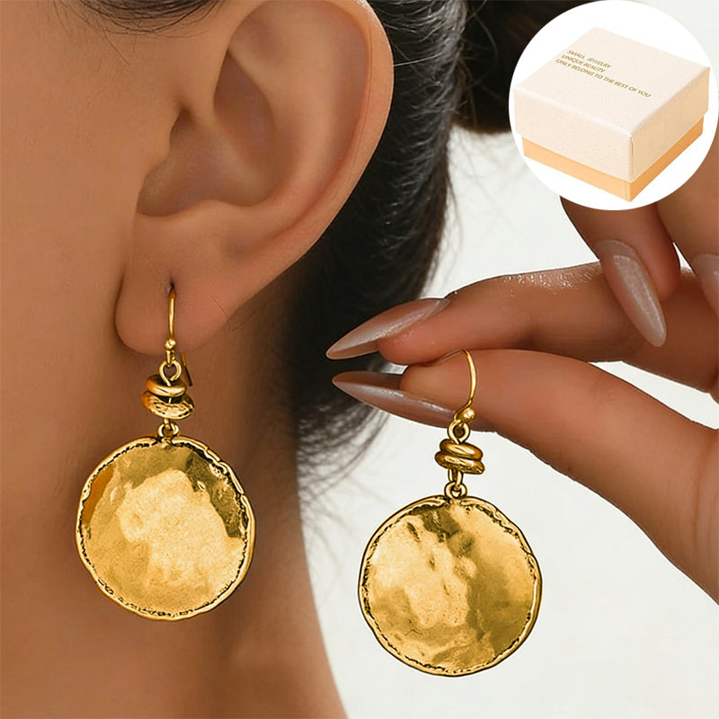 Hope | Aretes Colgantes de Metal Martillado con Estilo Vintage