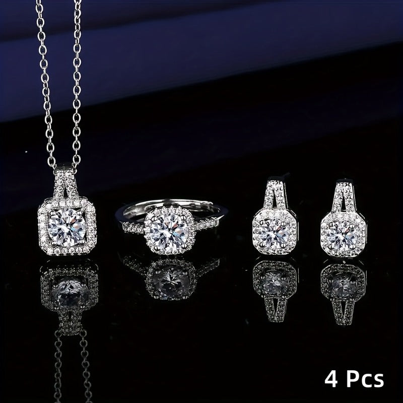Elkie | Set Elegante de Joyería Brillante con Collar, Anillo y Aretes