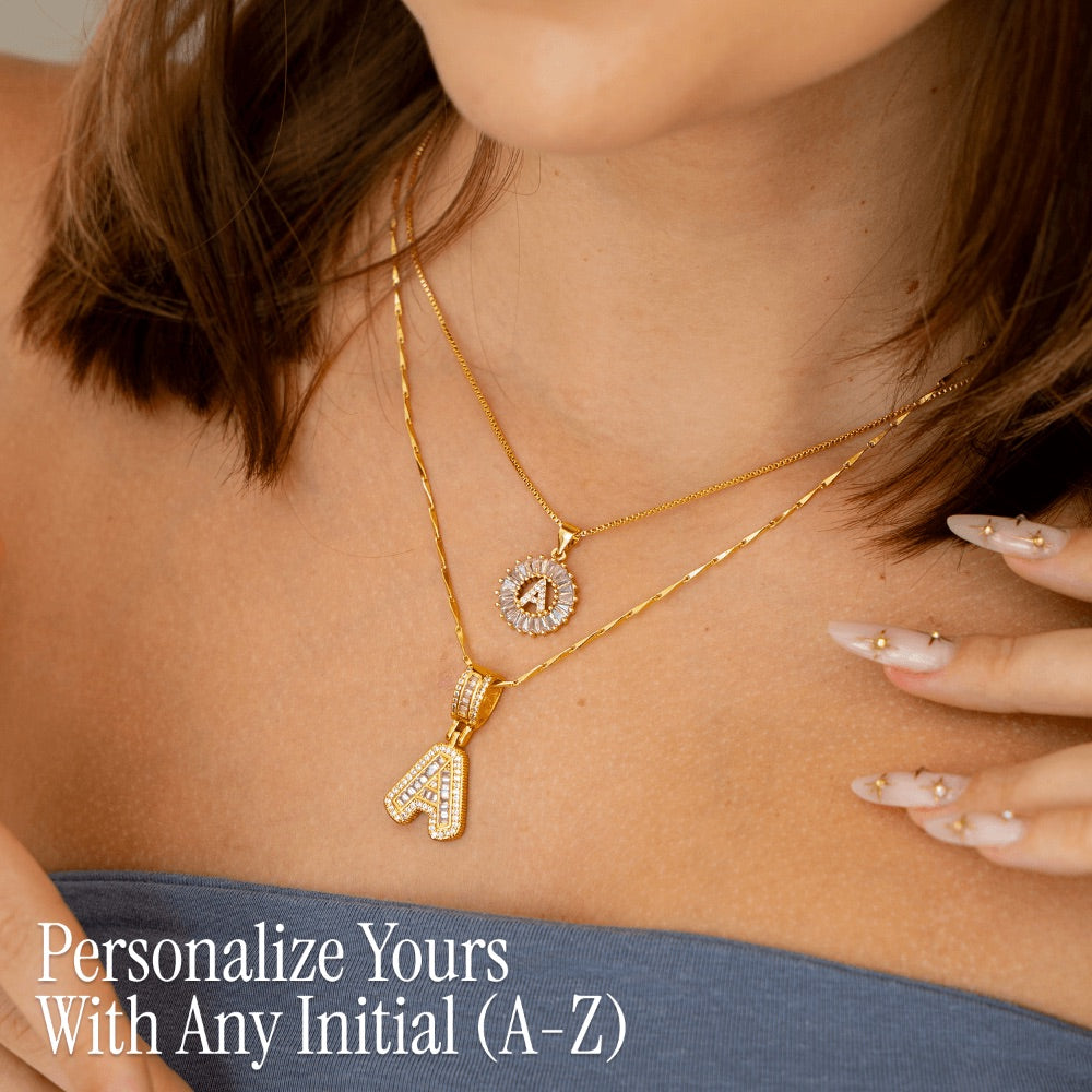 Primrose | Collares Iniciales de Letra con Diamantes (2 piezas)
