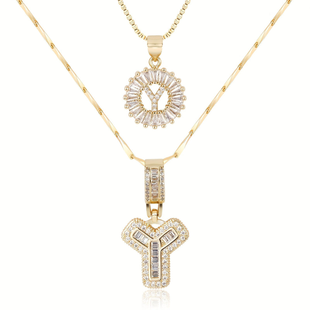 Primrose | Collares Iniciales de Letra con Diamantes (2 piezas)