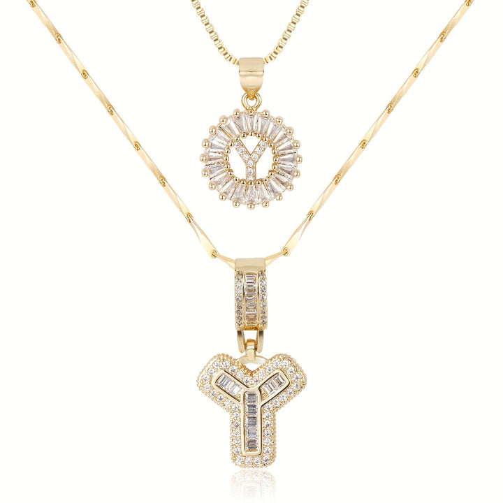 Primrose | Collares Iniciales de Letra con Diamantes (2 piezas)