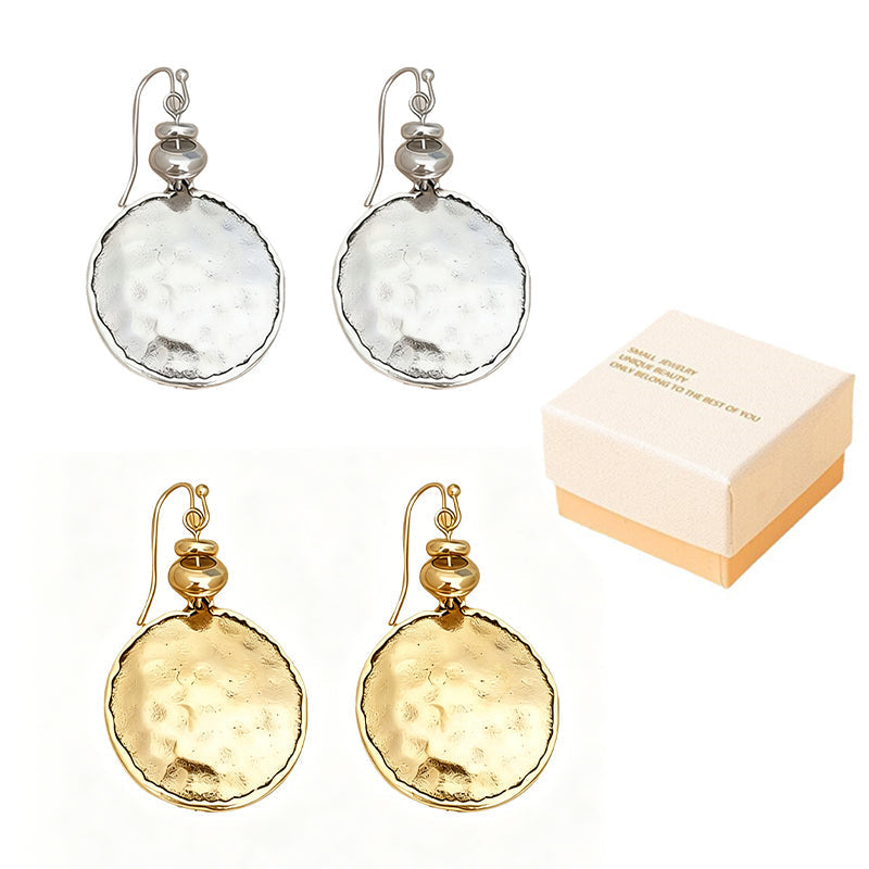 Hope | Aretes Colgantes de Metal Martillado con Estilo Vintage