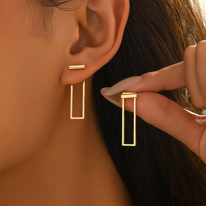 Quinleyra | Aretes Geométricos Largos con Acabado Metálico Elegante
