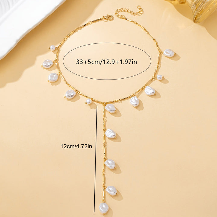 Hevoxe |Collar Elegante en Forma de Y con Perlas y Diseño Irregular