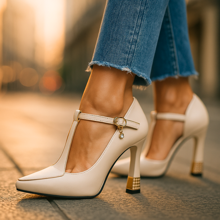 Carmen | Tacones con Correa en T y Plantilla Acolchada
