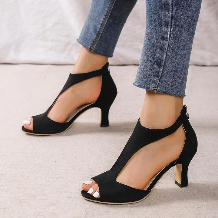 Alouettea | Tacones Corte Lateral Curvo Peep Toe