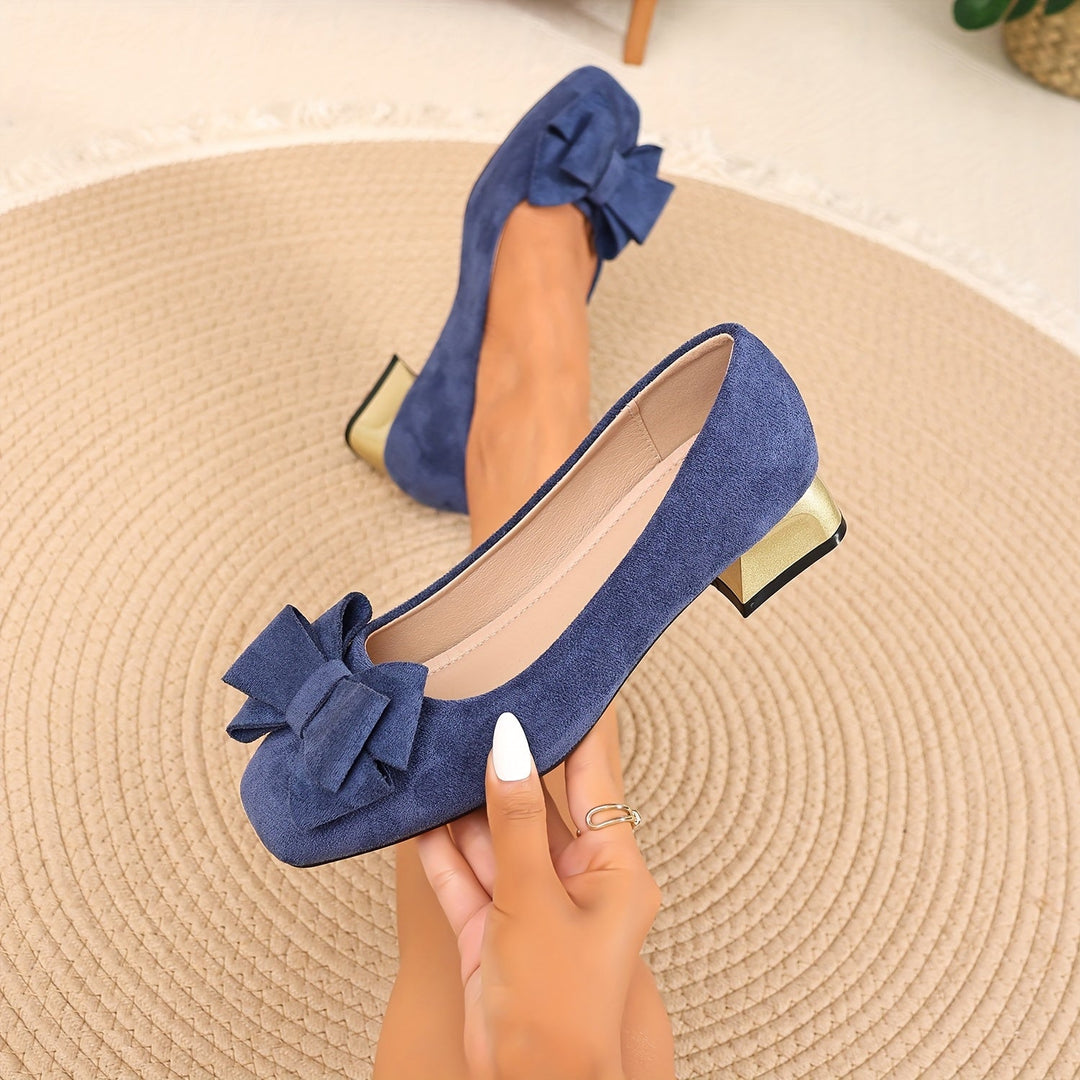 Daviella | Zapato de mujer con moño de moda en elegante tacón grueso