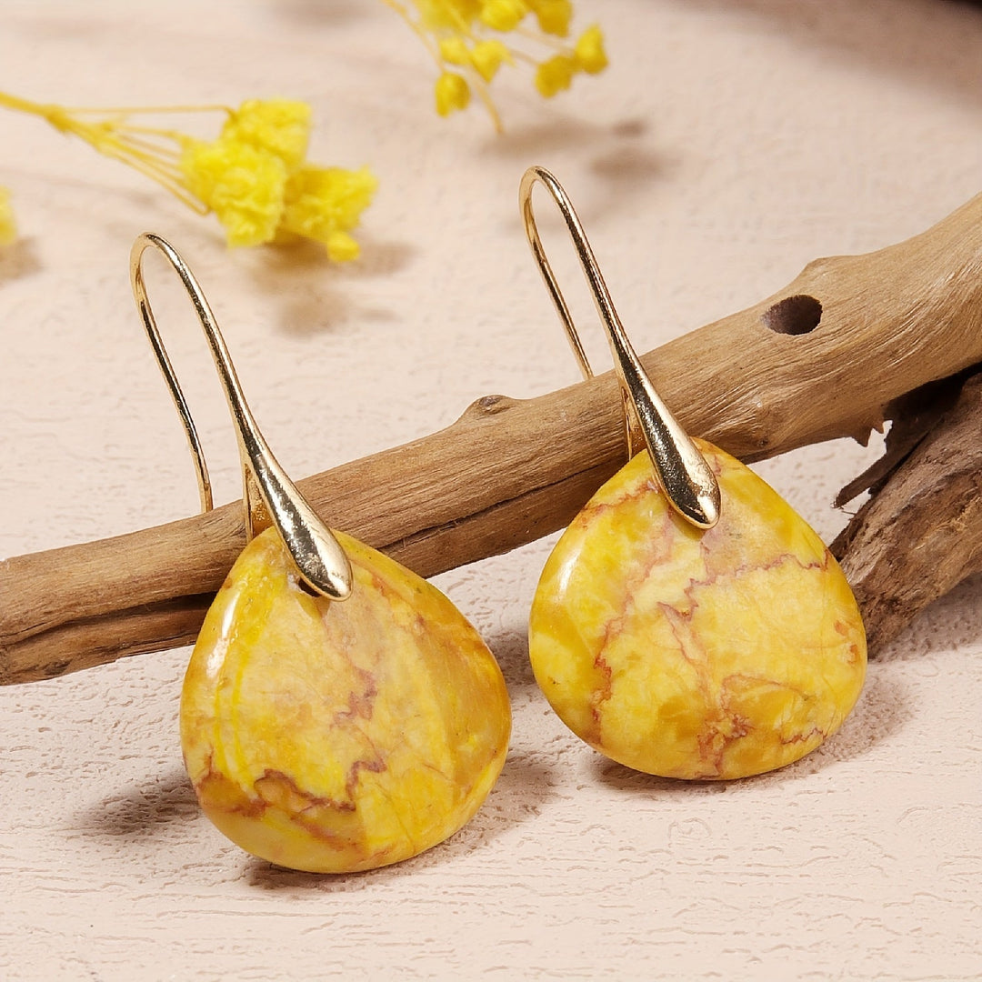 Mirea | Aretes de Piedra Natural en Forma de Gota con Estilo Elegante