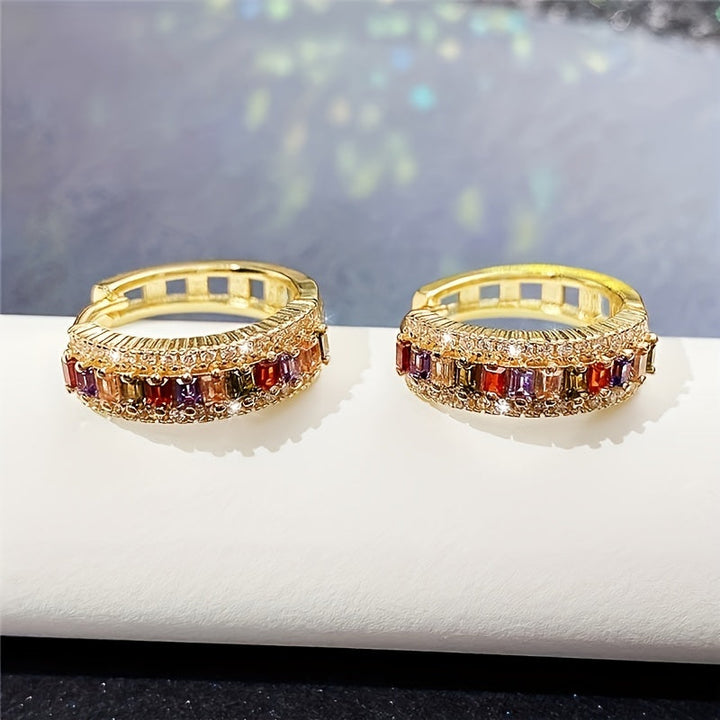Natalia | 1 Par de Aros de Hombre de Zirconio Sintético Colorido de Moda Avant-Garde Joyería de Lujo para Hombre, Versátil para Uso Diario