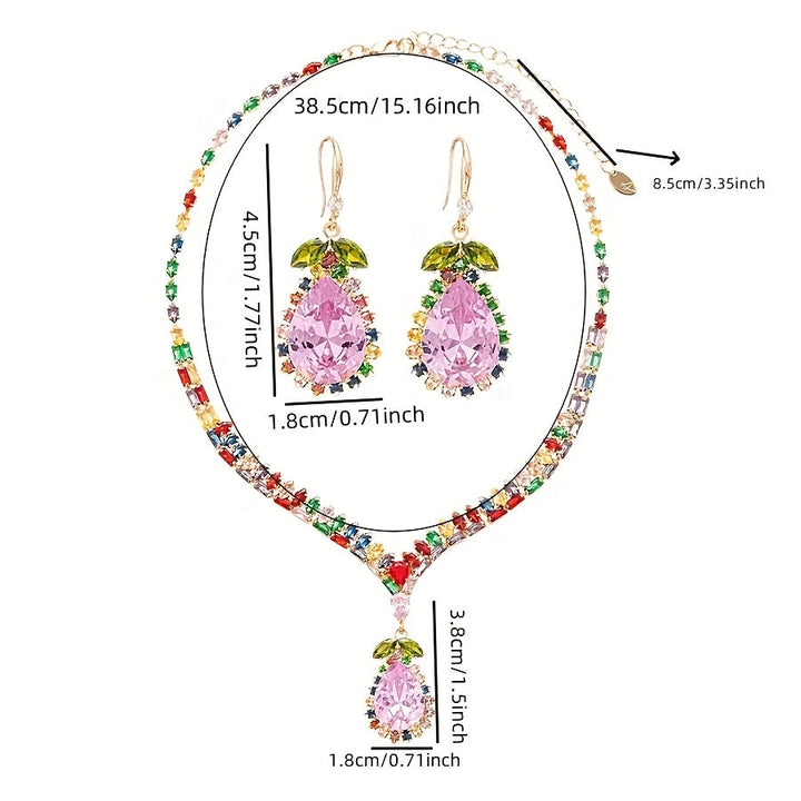 Quothex | Set de Collar y Aretes con Diseño de Gota Multicolor Elegante
