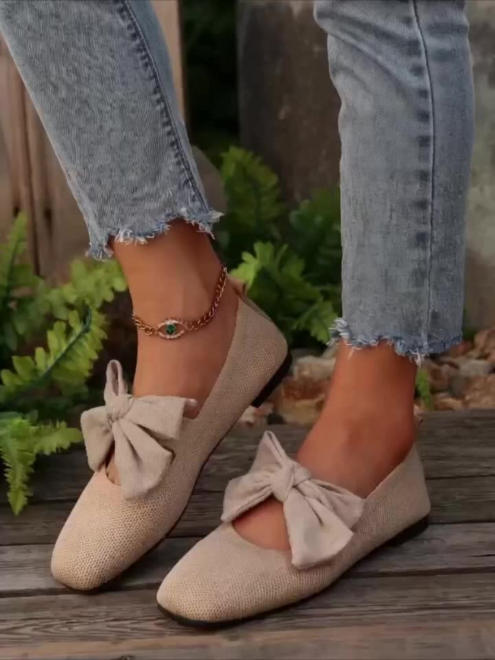 Neria | Zapatos Planos Transpirables para Mujer con Moño Decorativo