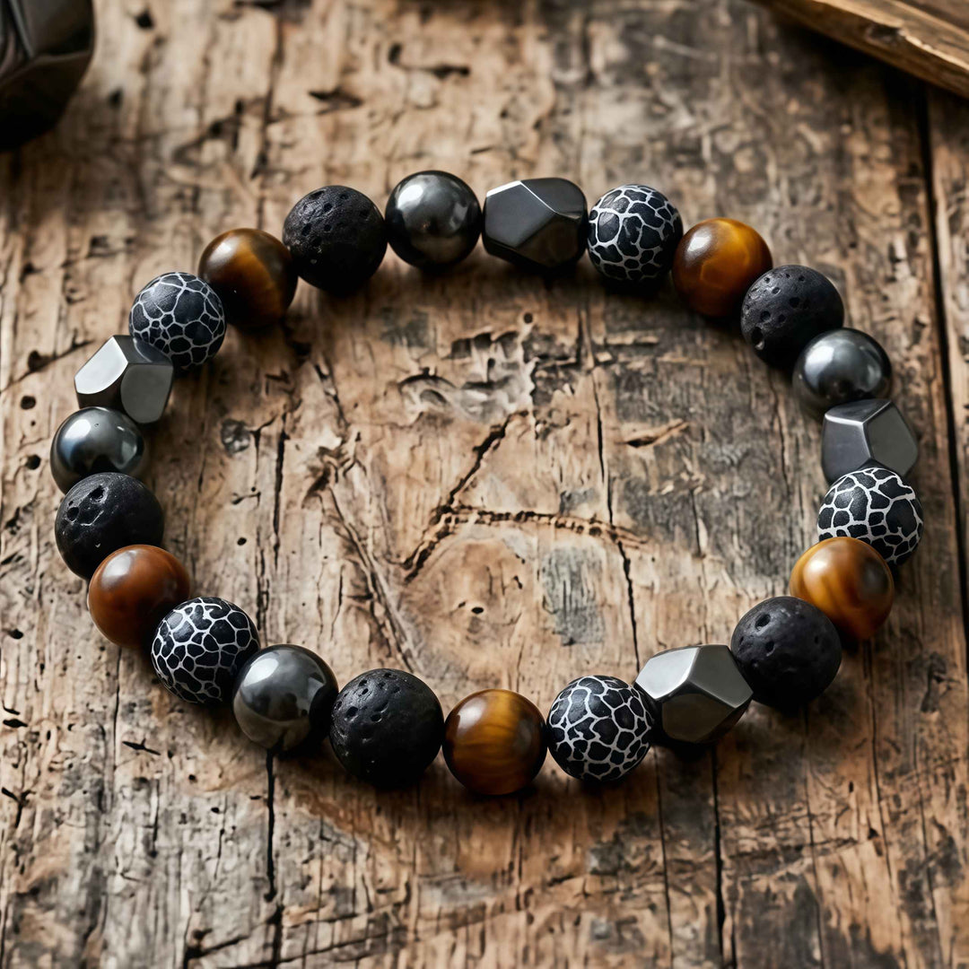 Korevane | Pulsera Artesanal de Piedra Natural y Hematita para Hombr