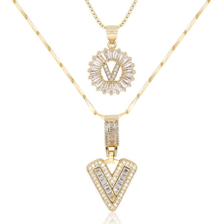 Primrose | Collares Iniciales de Letra con Diamantes (2 piezas)