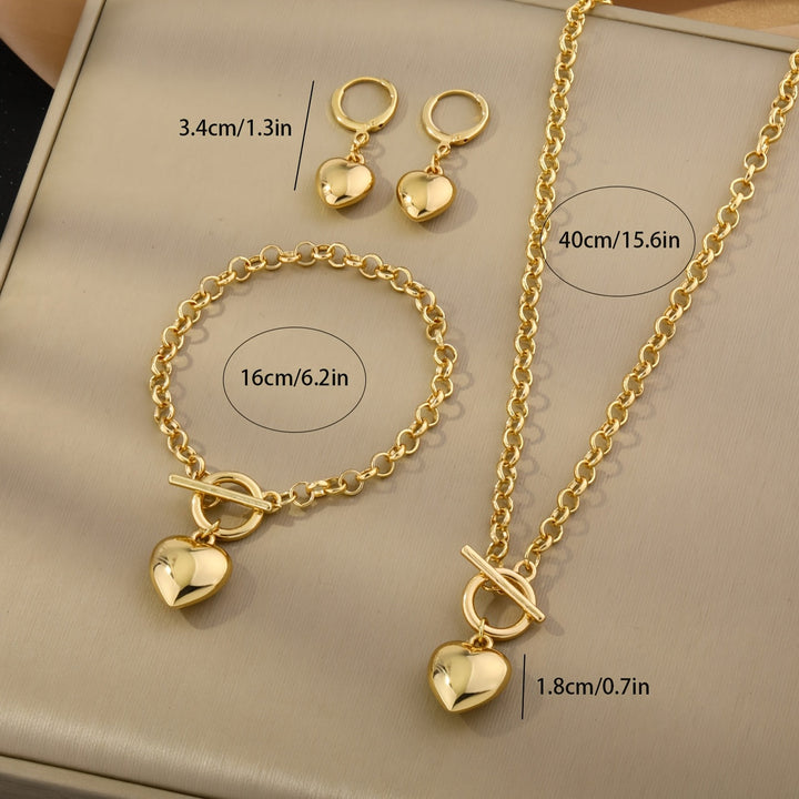 Gia | Set de Joyería Elegante con Corazón Brillante y Acabado de Lujo