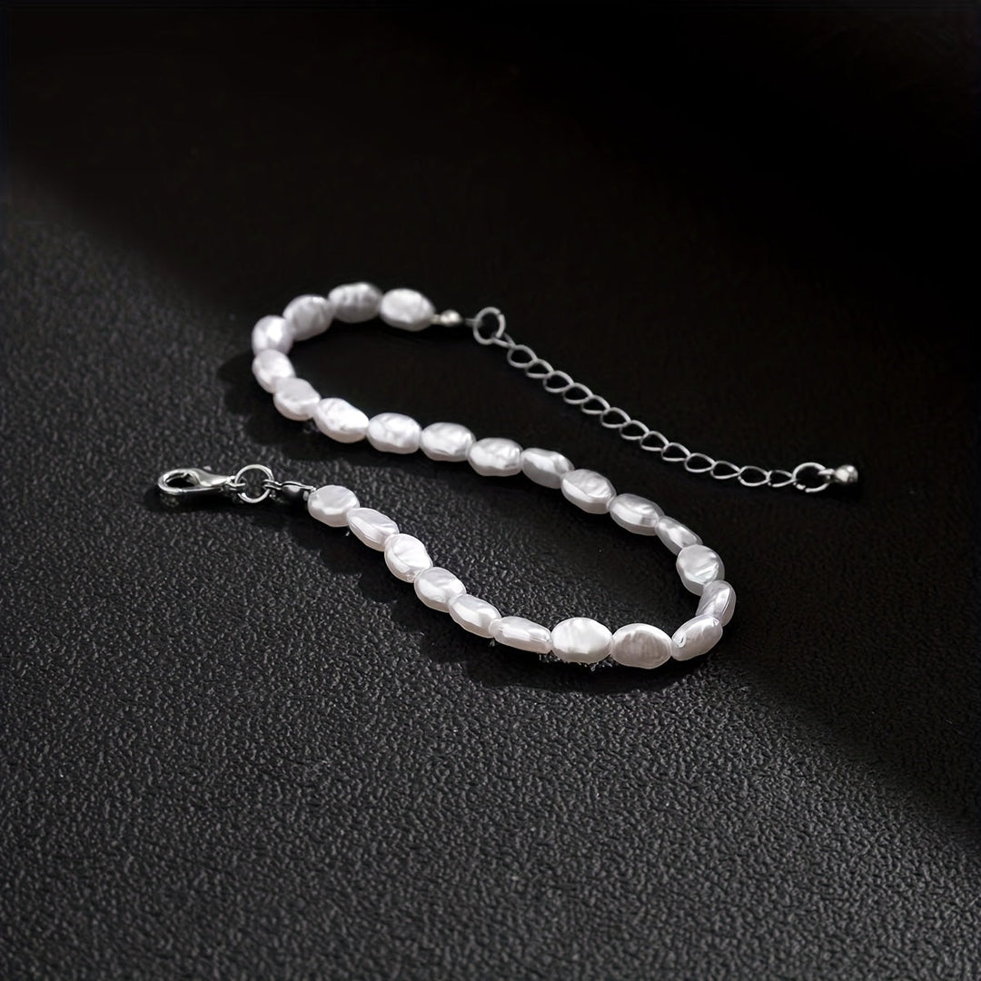 Bailey | 1pc Pulsera de Perlas Imitación Barroca Irregular de Moda con Temperamento Personalizado
