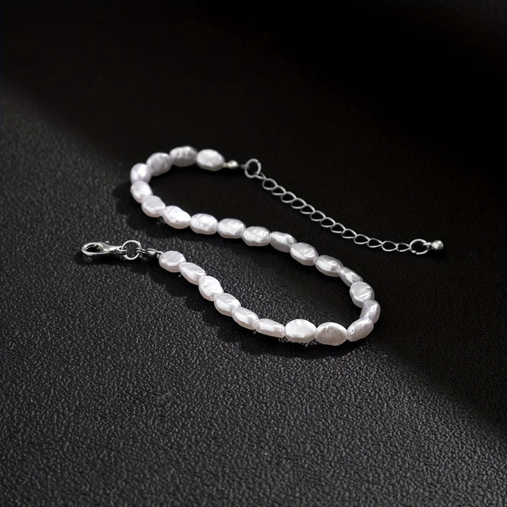 Bailey | 1pc Pulsera de Perlas Imitación Barroca Irregular de Moda con Temperamento Personalizado