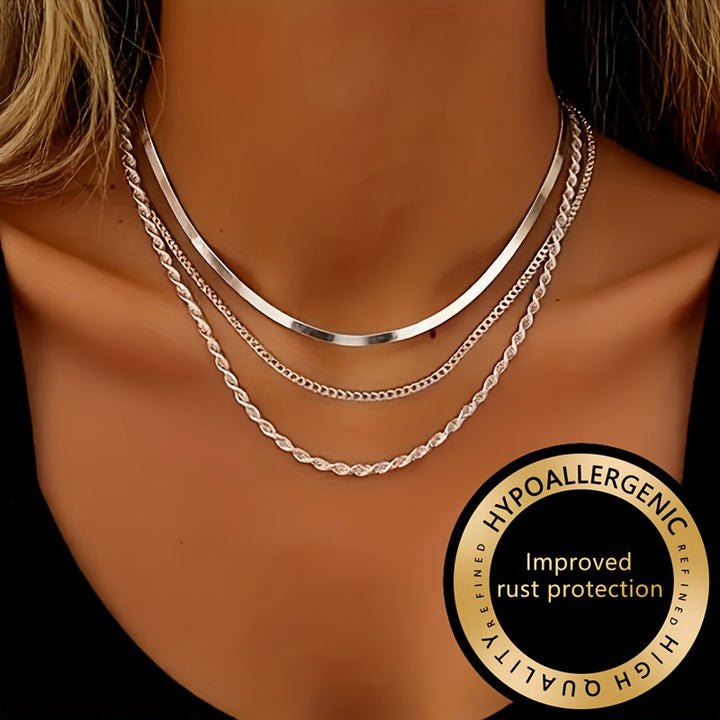 Winsley | Collar Elegante de Tres Capas con Acabado Dorado