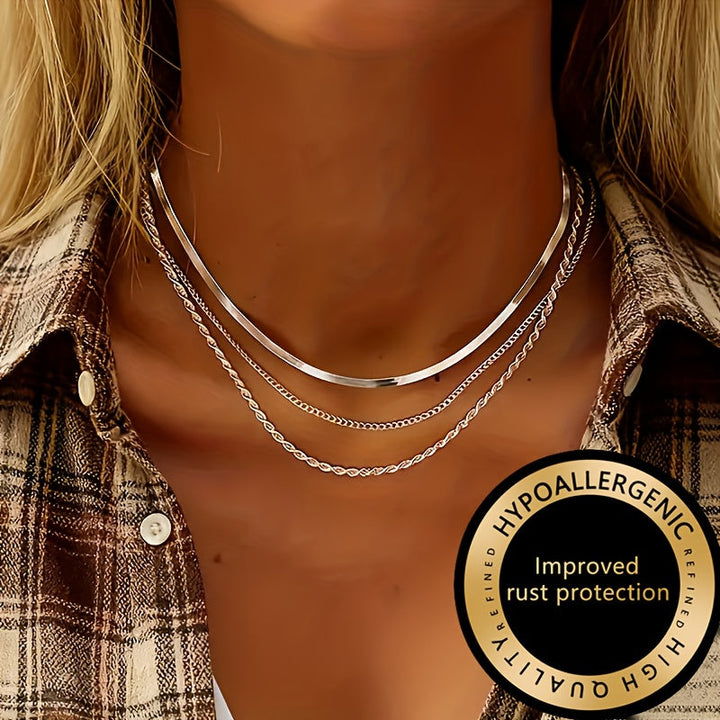 Winsley | Collar Elegante de Tres Capas con Acabado Dorado