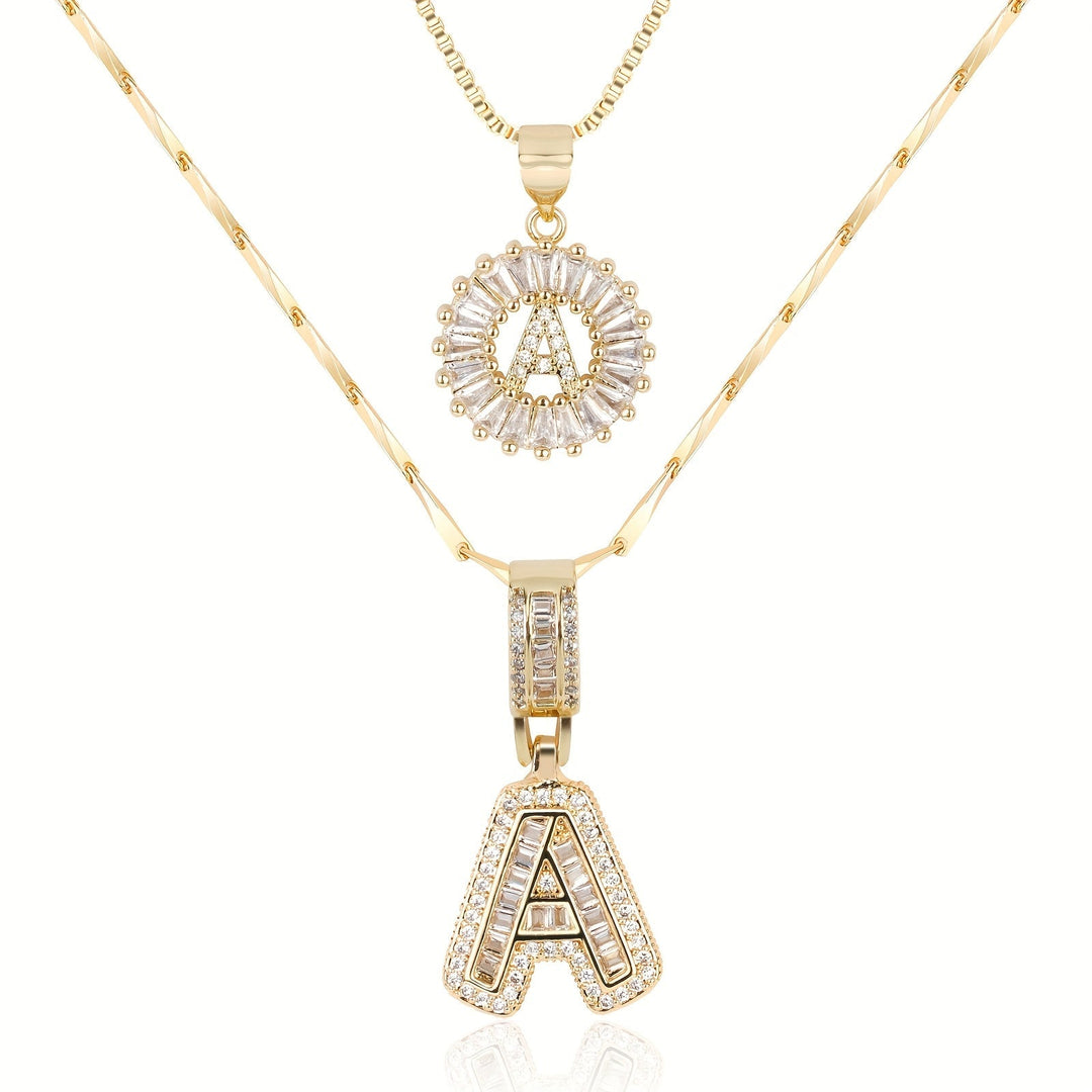Primrose | Collares Iniciales de Letra con Diamantes (2 piezas)