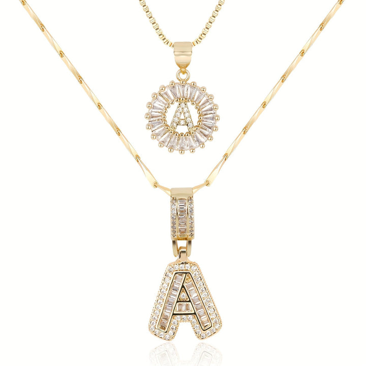Primrose | Collares Iniciales de Letra con Diamantes (2 piezas)