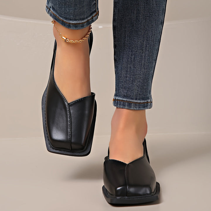 Darya | Sandalias Elegantes de Tacón Grueso con Punta Cuadrada