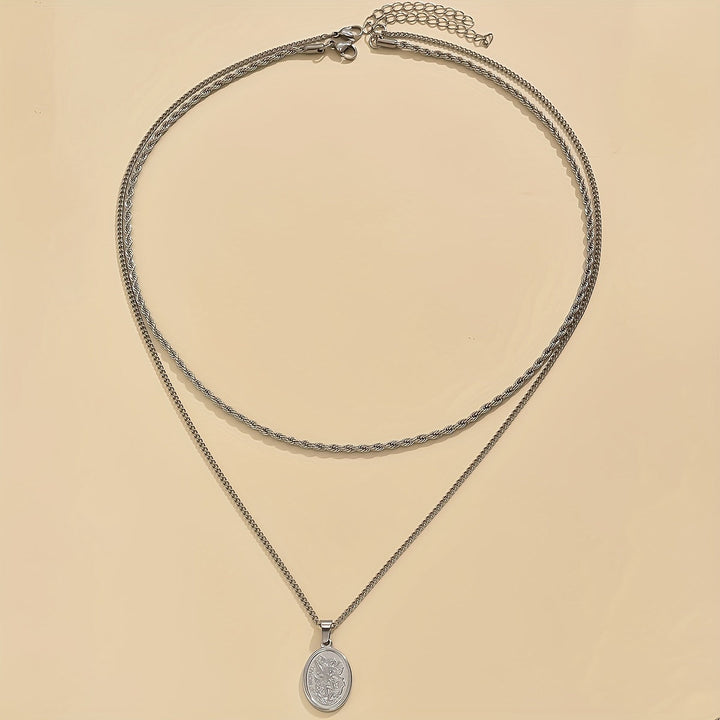 Seraphine | Collar de Cadena de Giro Ovalado de Acero Inoxidable para Hombre, Accesorio de Moda Casual Diario