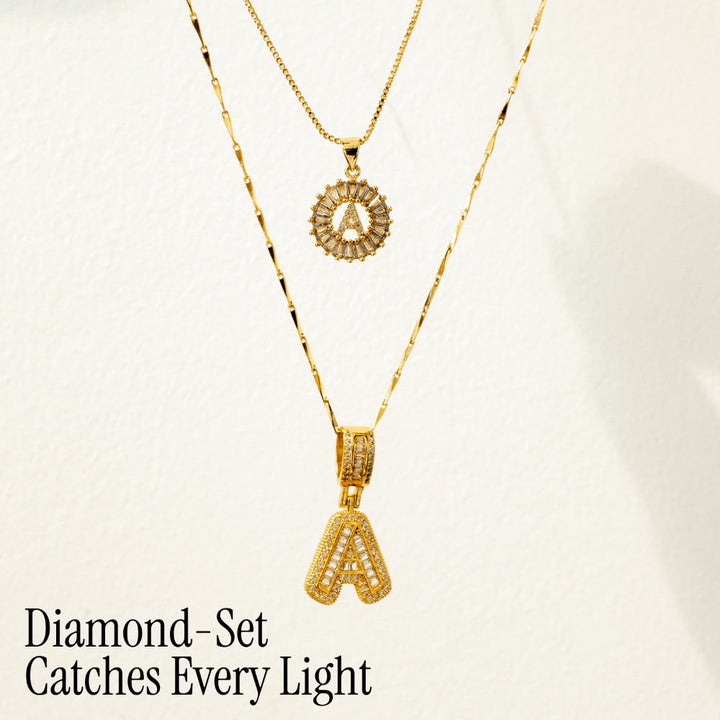 Primrose | Collares Iniciales de Letra con Diamantes (2 piezas)