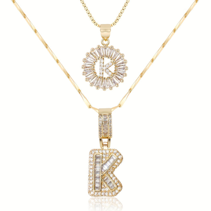 Primrose | Collares Iniciales de Letra con Diamantes (2 piezas)
