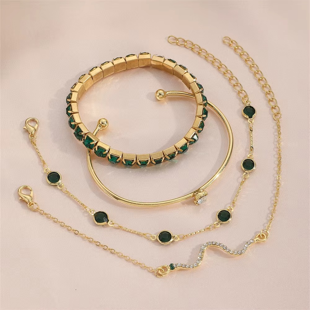 Orelissea | Juego Pulseras Cristal Esmeralda Clásico