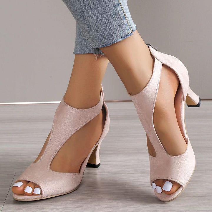 Alouettea | Tacones Corte Lateral Curvo Peep Toe