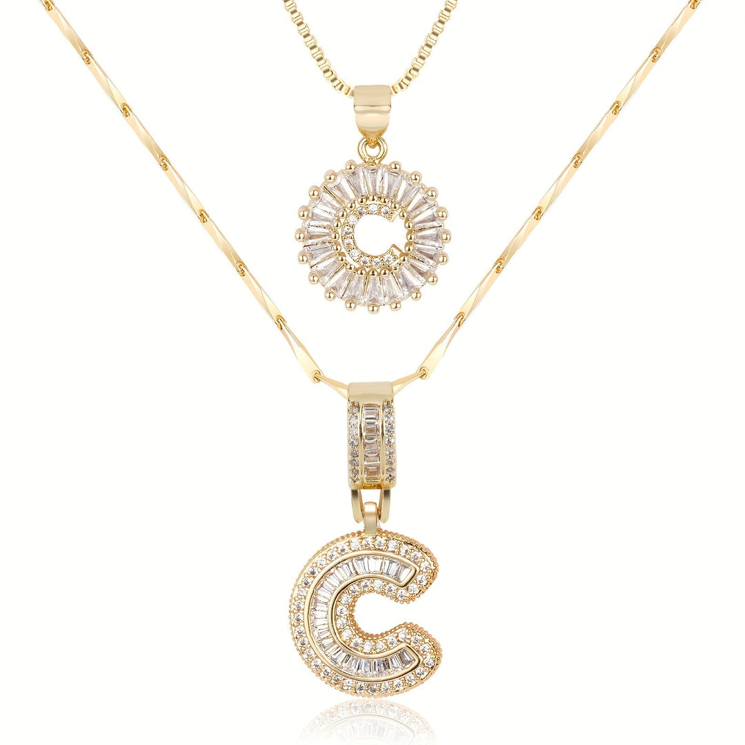 Primrose | Collares Iniciales de Letra con Diamantes (2 piezas)