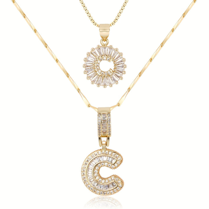 Primrose | Collares Iniciales de Letra con Diamantes (2 piezas)