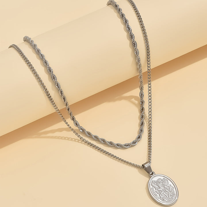 Seraphine | Collar de Cadena de Giro Ovalado de Acero Inoxidable para Hombre, Accesorio de Moda Casual Diario